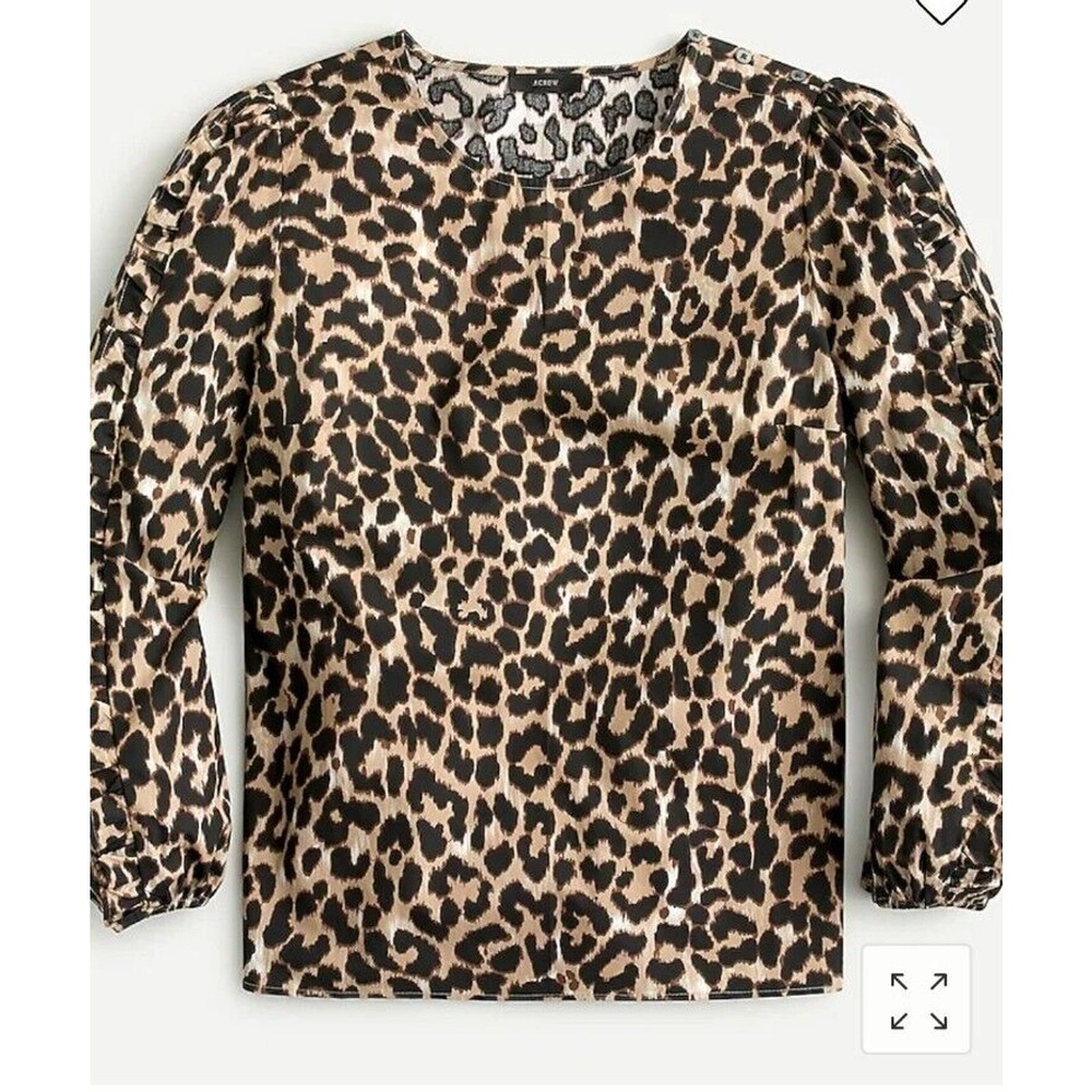 NWT J. Crew Leopard Print Ruffle Sleeve Top Size XS
